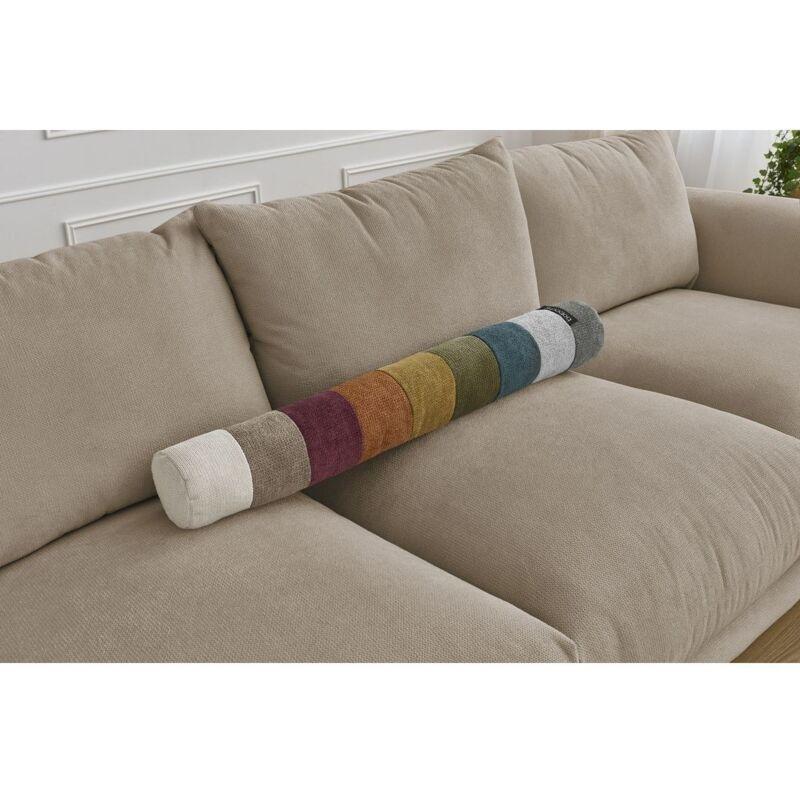 Vizon Rengi Kayın Ağacı İskeletli 3 Kişilik Ultra Konforlu Üçlü Koltuk - 265 cm - 153547