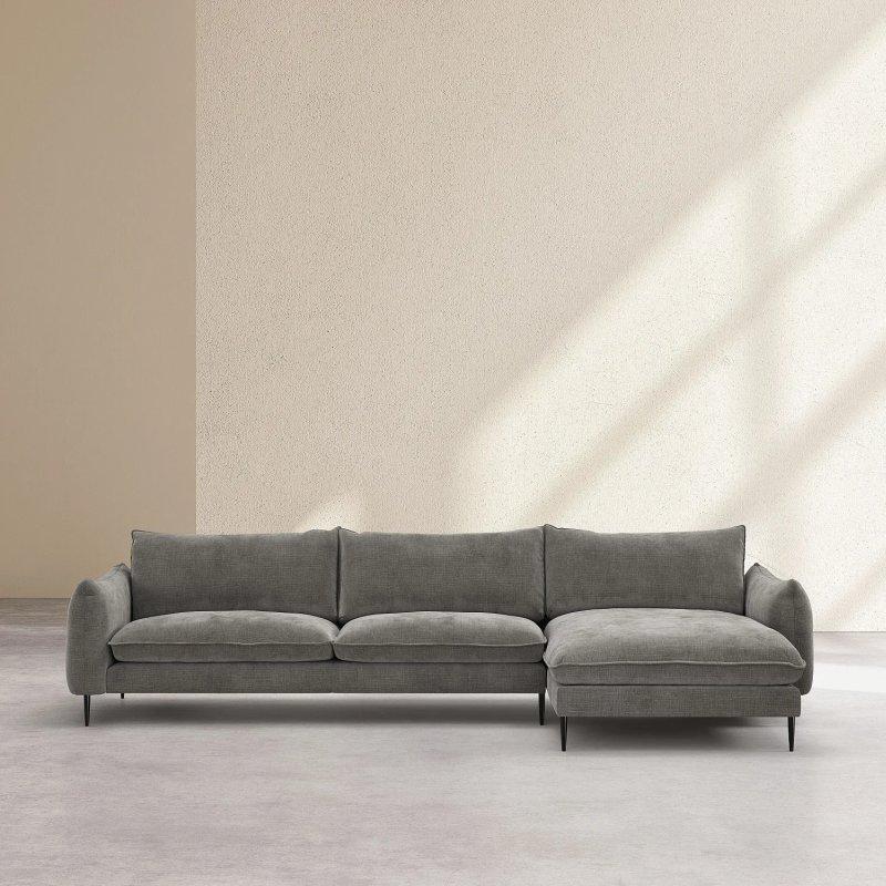 Vizon Rengi Şönil Kumaş Metal Ayaklı Sağ Köşe Koltuk - 353 cm - 154667