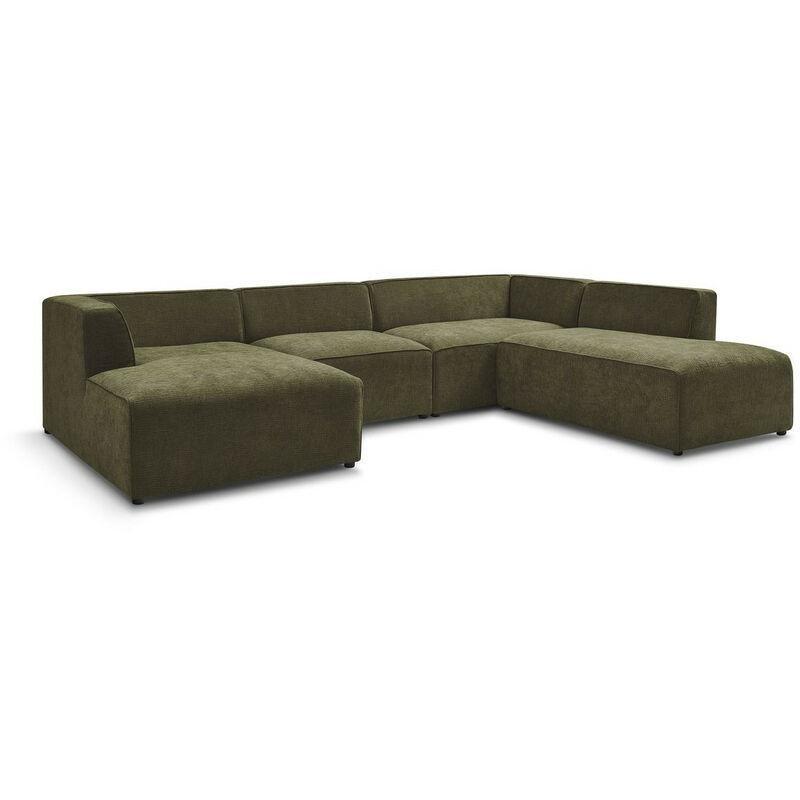 Yeşil Buklet Kumaş Panoramik Sol Köşe Koltuk Takımı - 339x231 cm - 153998