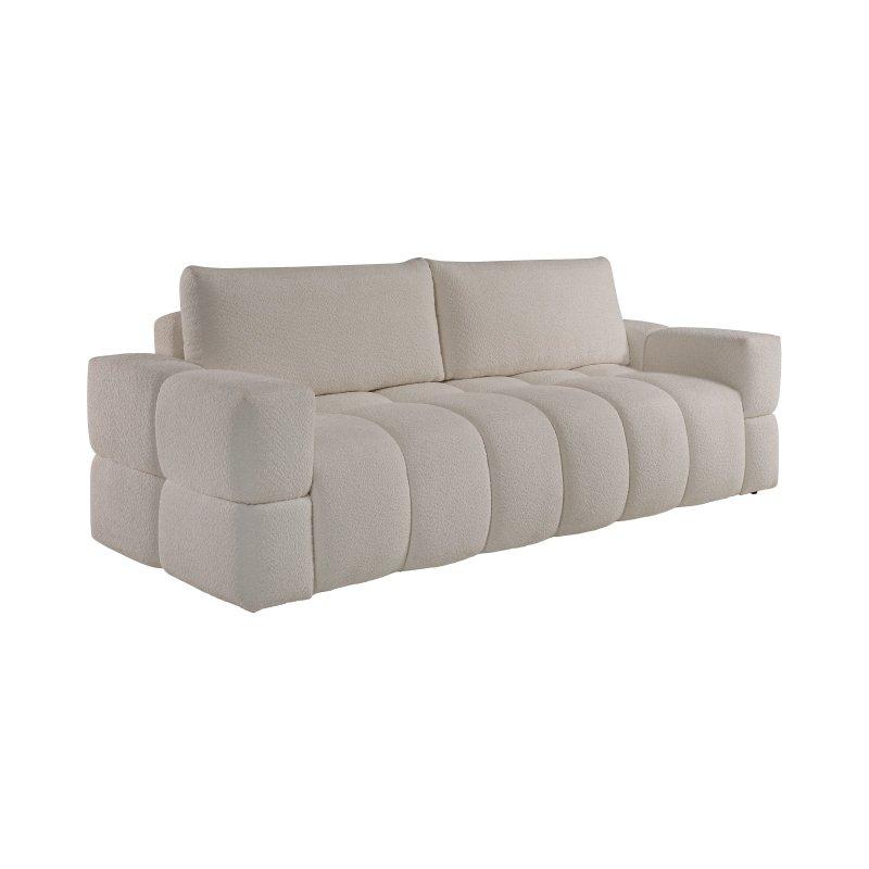 Yeşil Buklet Kumaş Yataklı Sandıklı Yuvarlak Minderli Üçlü Koltuk - 252 cm - 155221