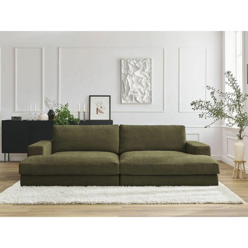 Yeşil Dokulu Kumaş Derin Oturumlu 4 Kişilik Koltuk - 274 cm - 153558