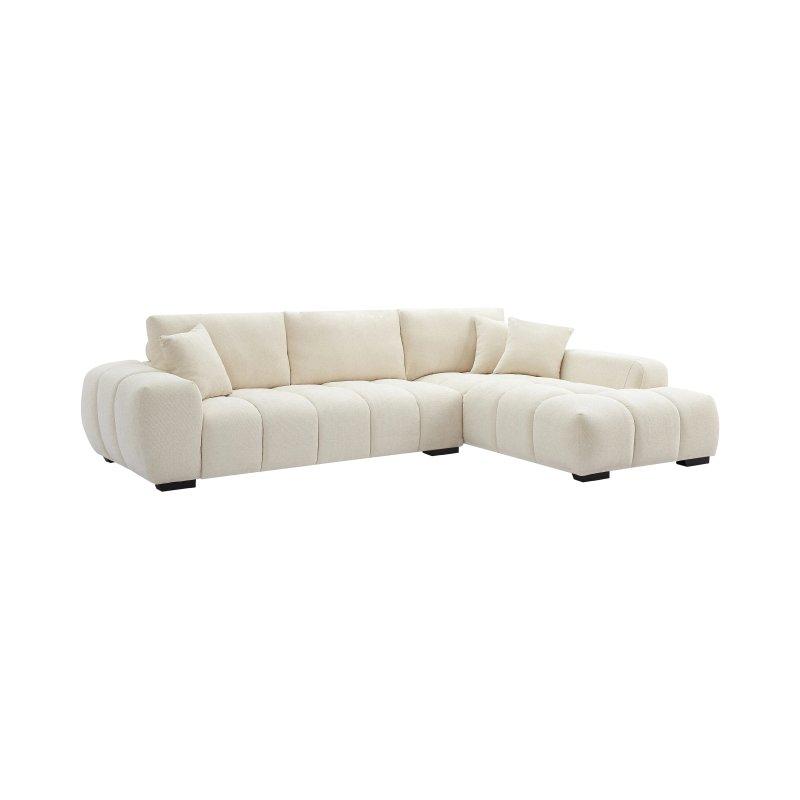 Yeşil Dokulu Kumaş Kapitoneli Sağ Köşe Koltuk - 298x207 cm - 155731