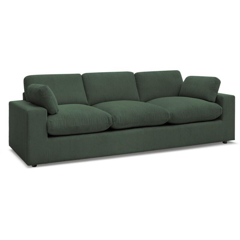 Yeşil Fitilli Kadife 3 Kişilik Sabit Koltuk - 250 cm - 153533