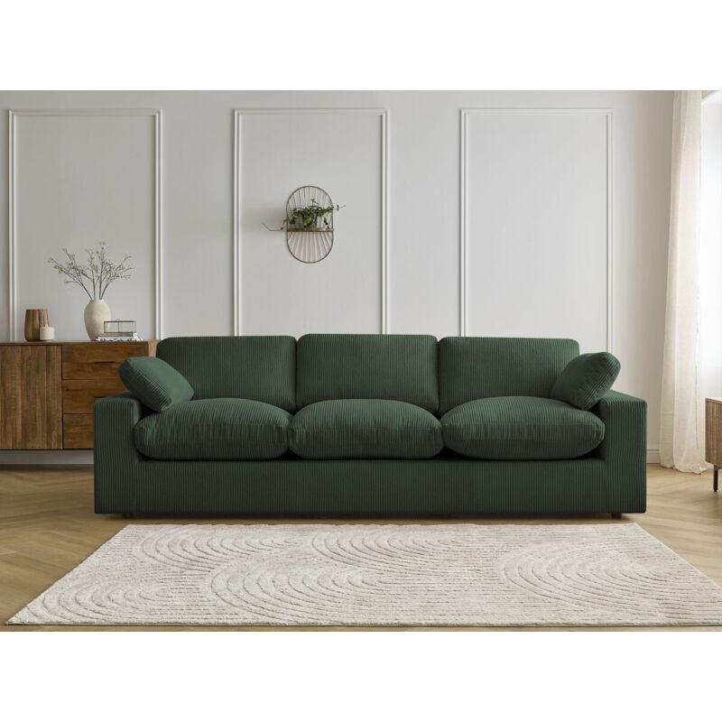 Yeşil Fitilli Kadife 3 Kişilik Sabit Koltuk - 250 cm - 153533