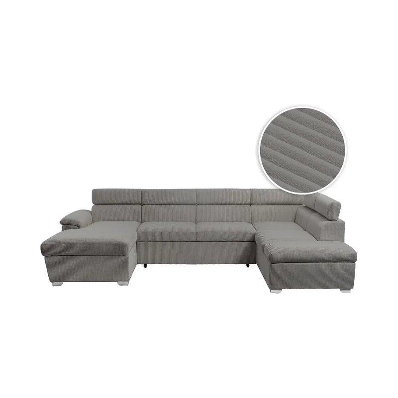 Yeşil Fitilli Kadife Yataklı ve Sandıklı 6 Kişilik Panoramik Köşe Koltuk - 322x196 cm - 155935