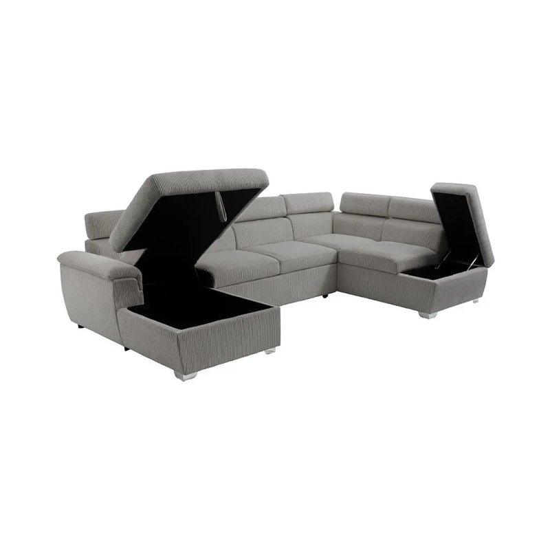 Yeşil Fitilli Kadife Yataklı ve Sandıklı 6 Kişilik Panoramik Köşe Koltuk - 322x196 cm - 155935