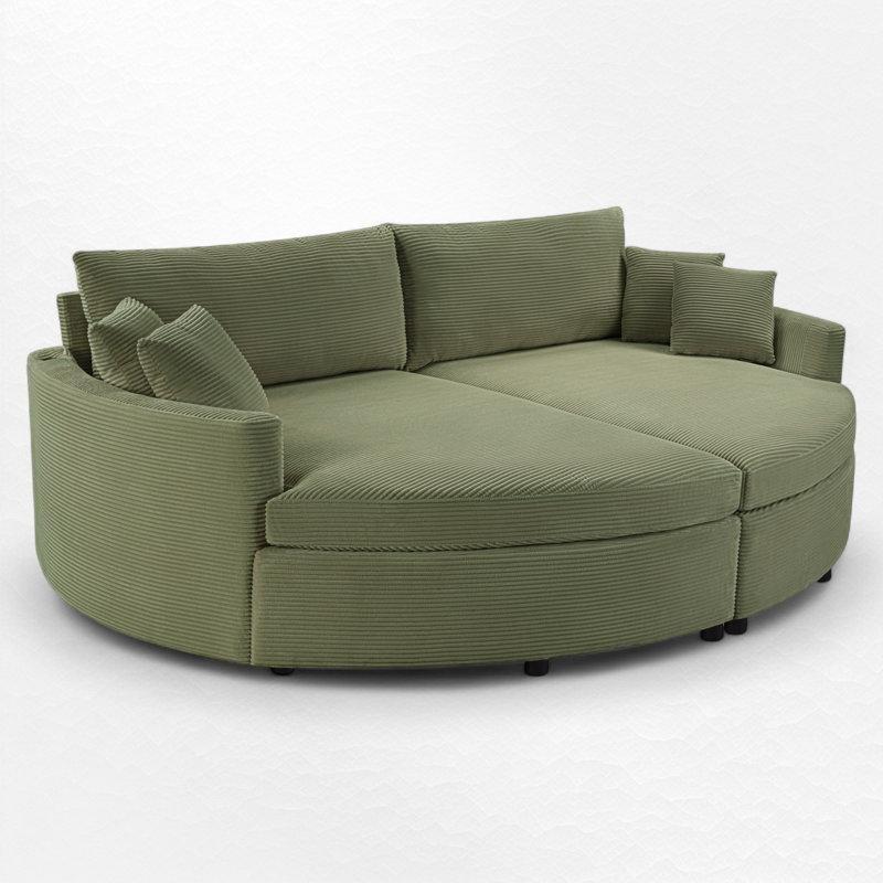 Yeşil Kadife USB Portlu Geniş Çift Kişilik Koltuk - 260 cm - 156346