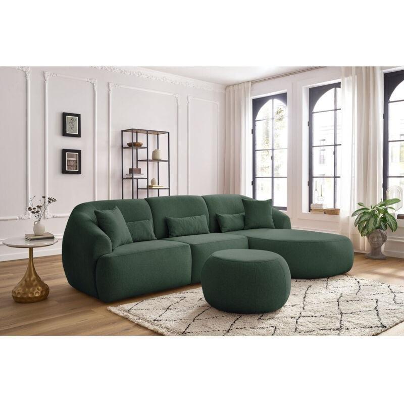 Yeşil Kırçıllı Kumaş Puflu Su İtici Sağ Köşe Koltuk Takımı - 284x171 cm - 152392