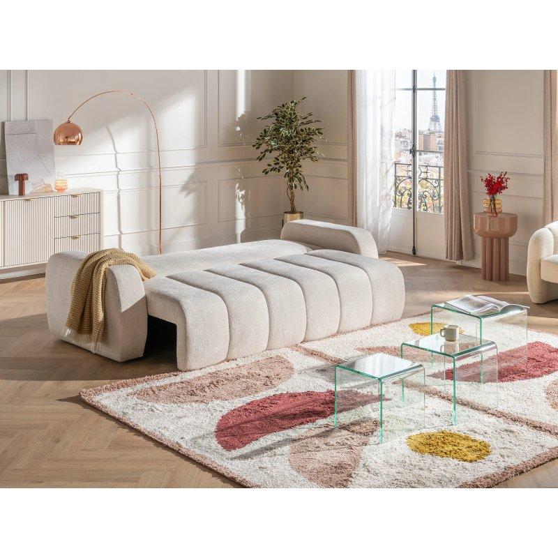 Yeşil Şönil Kumaş Yataklı Sandıklı Kapitoneli Üçlü Koltuk - 256 cm - 156166