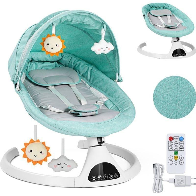 Yeşil Uzaktan Kumandalı Bluetooth Müzikli 5 Kademeli Elektrikli Ana Kucağı Beşik - 61x61x72 cm - 162418