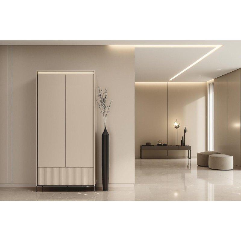 Yivli Tasarımlı Aynalı Metal Ayaklı İki Parçalı Portmanto Vestiyer Seti - 254 cm - 158743