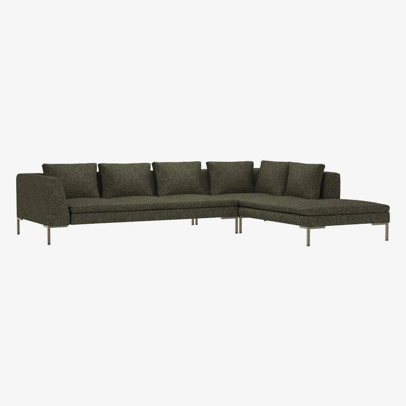 Yosun Yeşili Lucca Kumaş Metal Ayaklı Sağ Köşe Koltuk - 319x230 cm - 154583