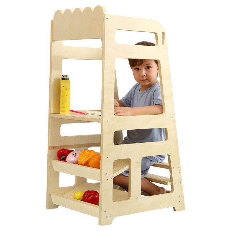 Yüksekliği Ayarlanabilir 2 Basamaklı Ahşap Montessori Öğrenme Kulesi - 163144