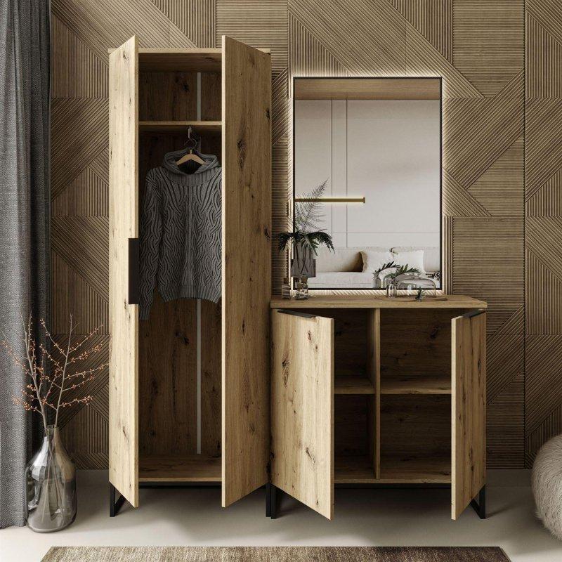 Zanaatkar Ahşap Aynalı Portmanto Vestiyer - 158 cm - 158803