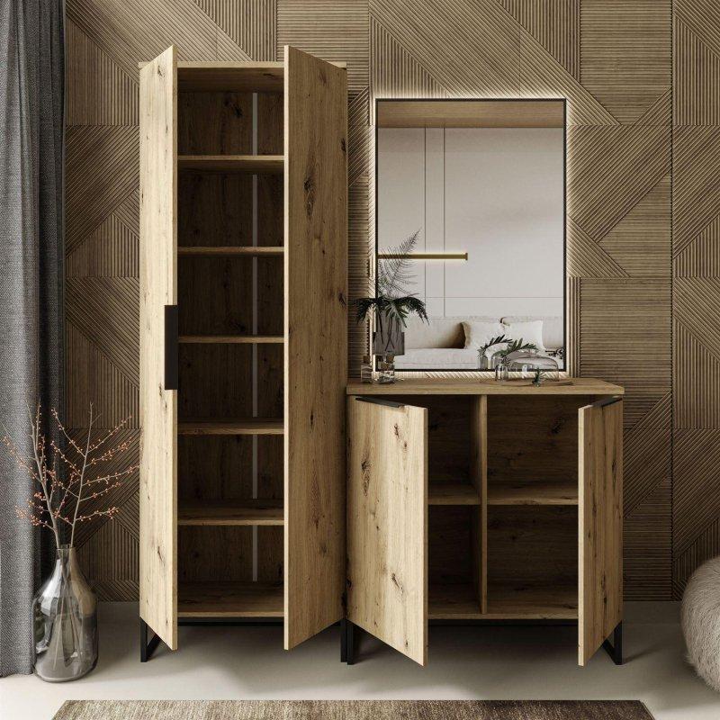 Zanaatkar Ahşap Aynalı Portmanto Vestiyer - 158 cm - 158803