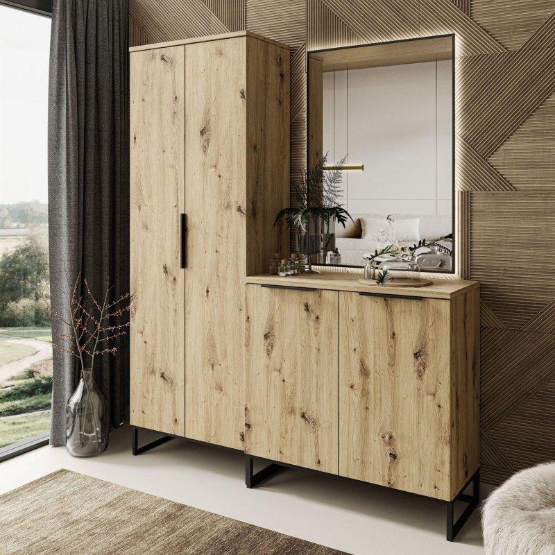 Zanaatkar Ahşap Aynalı Portmanto Vestiyer - 158 cm - 158803