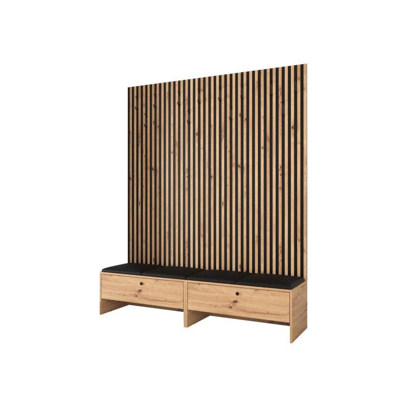 Zanaatkar Meşe Çıtalı ve Döşemeli Panelli Portmanto Vestiyer Seti - Balma V - 159277