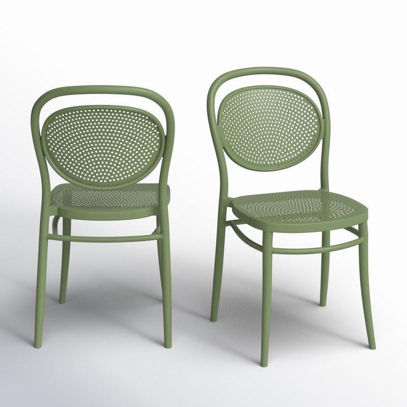 Zeytin Yeşili Reçine İstiflenebilir Bistro Sandalye 2li Set - 145518