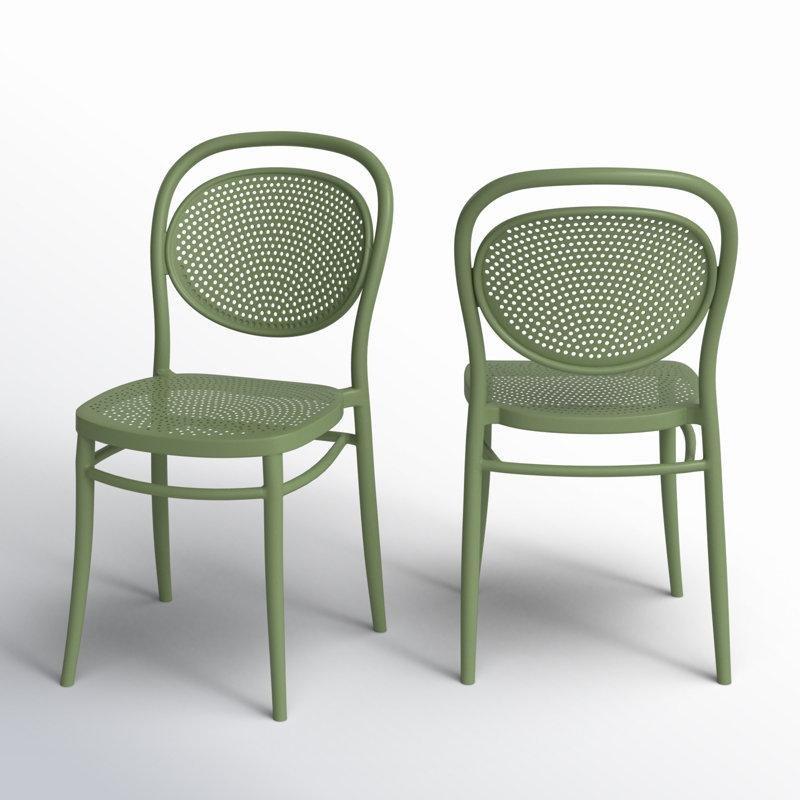 Zeytin Yeşili Reçine İstiflenebilir Bistro Sandalye 2li Set - 145518