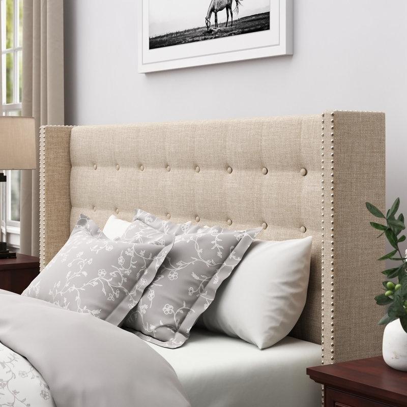 Zımba Şeritli Kapitoneli Keten Kumaş Kulaklı Yatak Başlığı - 212 cm - 144885