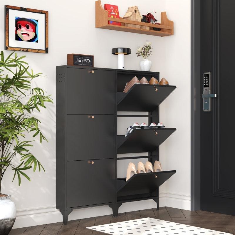 2 Düşer Kapaklı Ayaklı İnce Tasarım Ayakkabılık - 120x50x13 cm - 227042