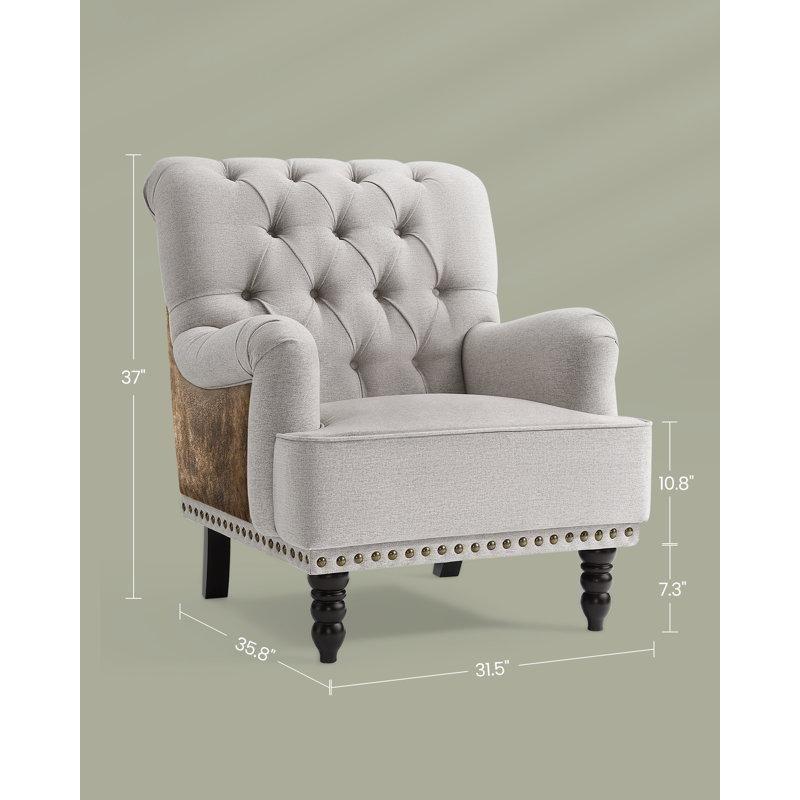 2li Set Açık Gri Kumaş Zımba Detaylı Kulaklı Berjer Koltuk - 81 cm - 204752