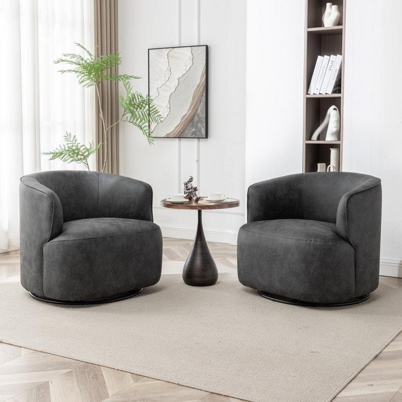 2li Set Suni Deri Döner Fıçı Tasarım Tekli Koltuk - 203053