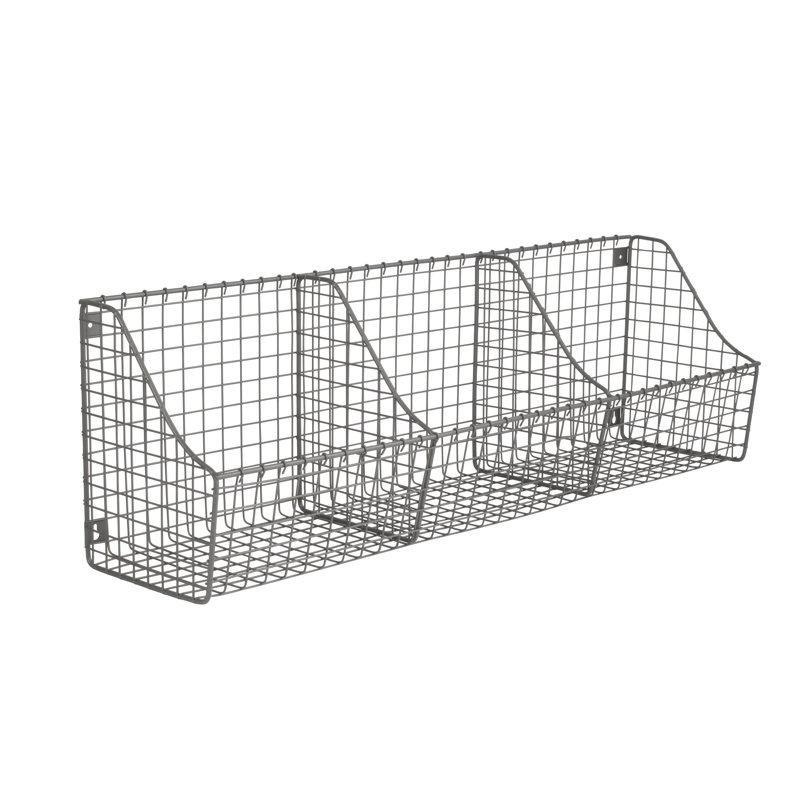 3 Bölmeli Metal Sepetli Duvar Düzenleyici Raf - 85 cm - 179330