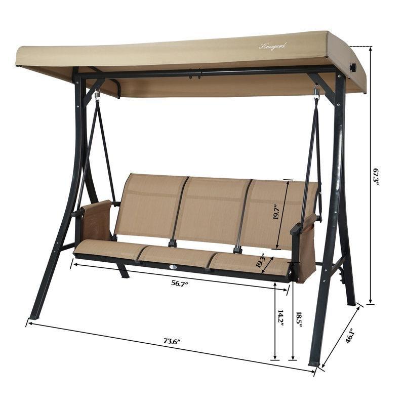 3 Kişilik Gölgelikli Metal Ayaklı Balkon Salıncağı - 174578