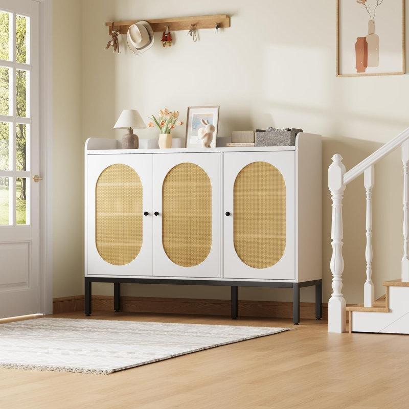 3 Rattan Kapaklı Ayarlanabilir Raflı MDF Ayakkabılık Dolabı - 118 cm - 228664