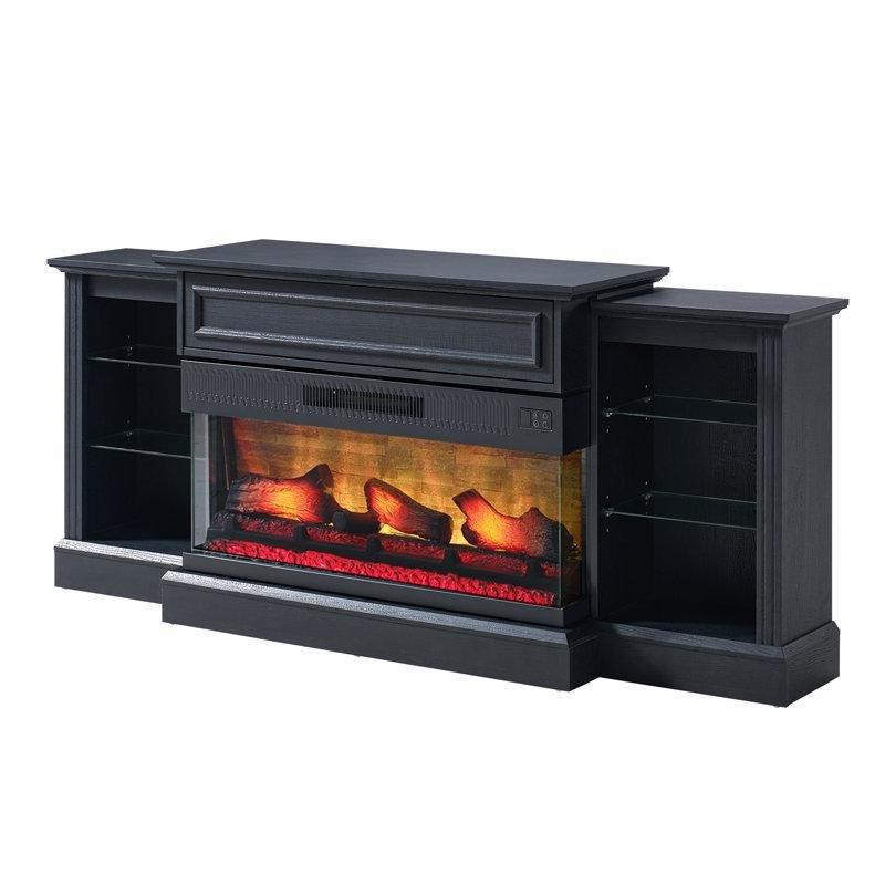 3 Taraflı Cam Şömineli RGB Aydınlatmalı MDF TV Ünitesi - 178 cm - 220268