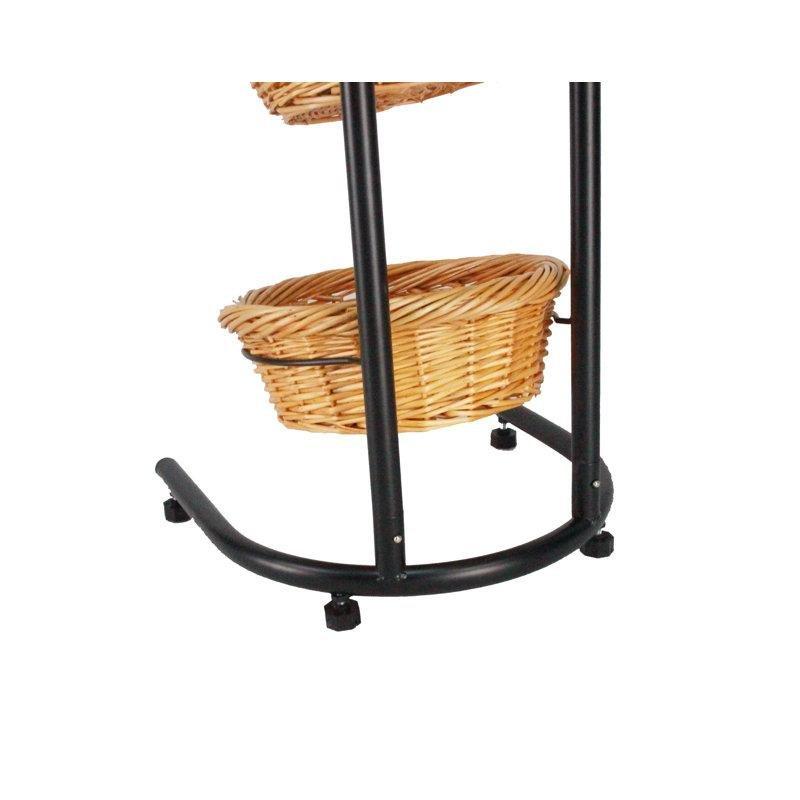 4 Katlı Hasır Sepetli Metal Ayaklı Yuvarlak Sebzelik - 117x41 cm - 177502