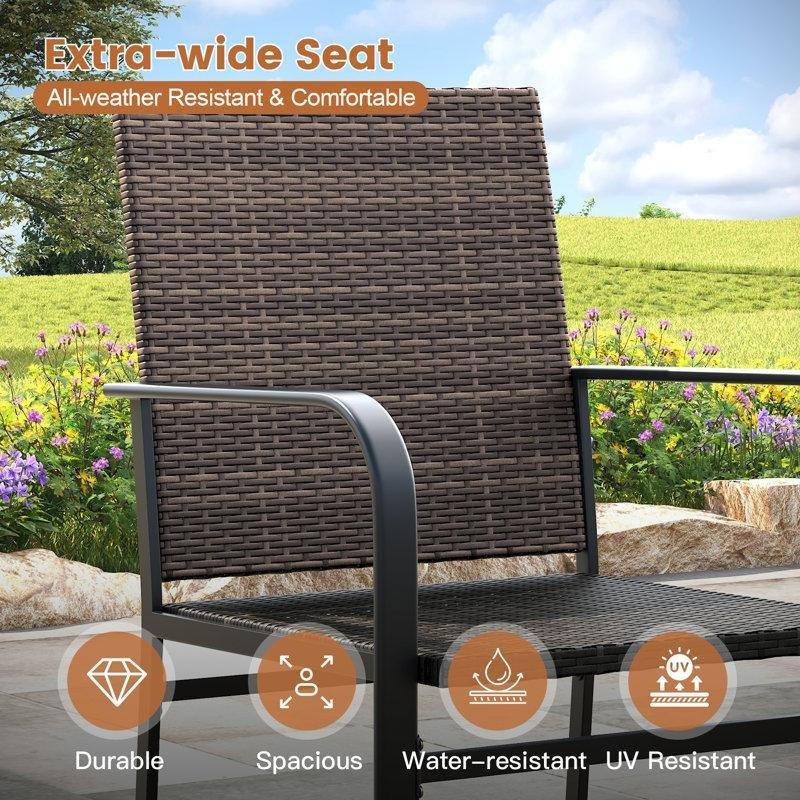 4 Kişilik Rattan ve Metal Şemsiye Delikli Yuvarlak Bahçe Masa Takımı - 213347