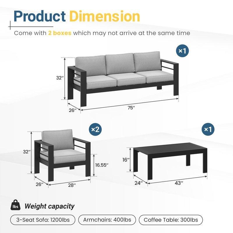 5 Kişilik Ergonomik Minderli Demir Bahçe Takımı - 211527
