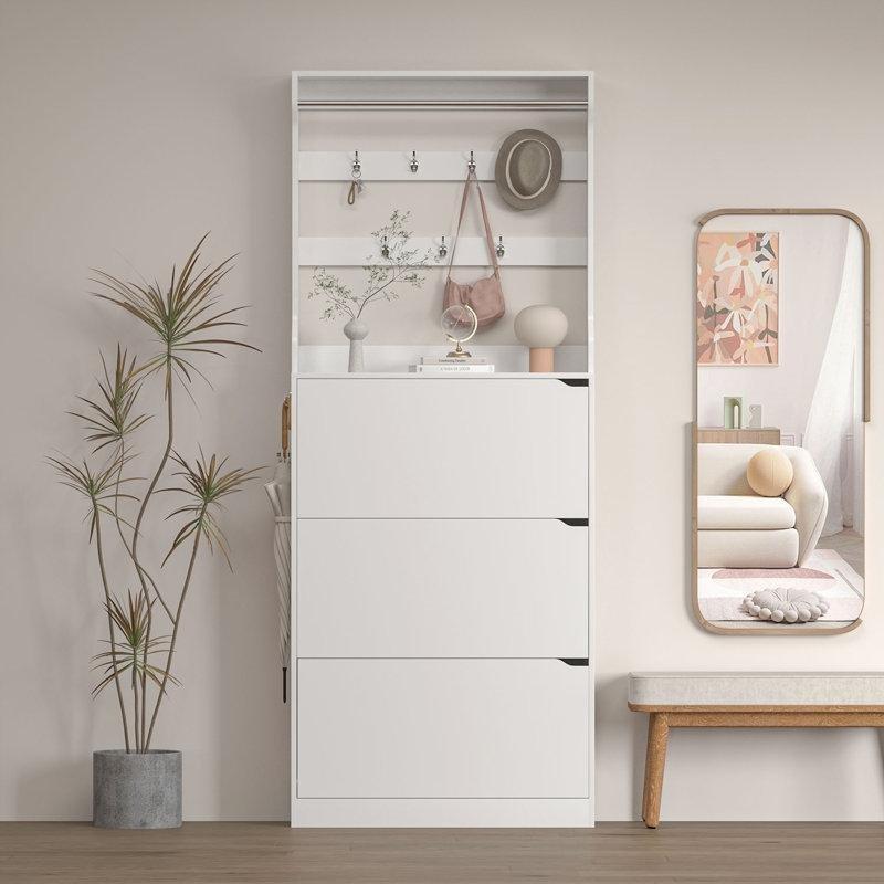 9 Askılı ve 3 Düşer Kapaklı Ahşap Ayakkabılık - 200x80x24 cm - 229097