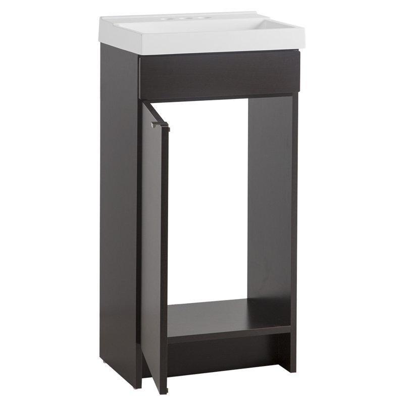 Abanoz Meşe Rengi Kültür Mermeri Tezgahlı Ayaklı Banyo Lavabo Dolabı - 42 cm - 201174