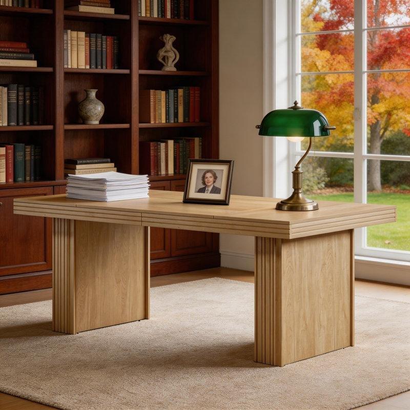 Açık Ahşap Rengi Endüstriyel Ahşap Geniş Yönetici Ofis Masası - 161x81 cm - 177257