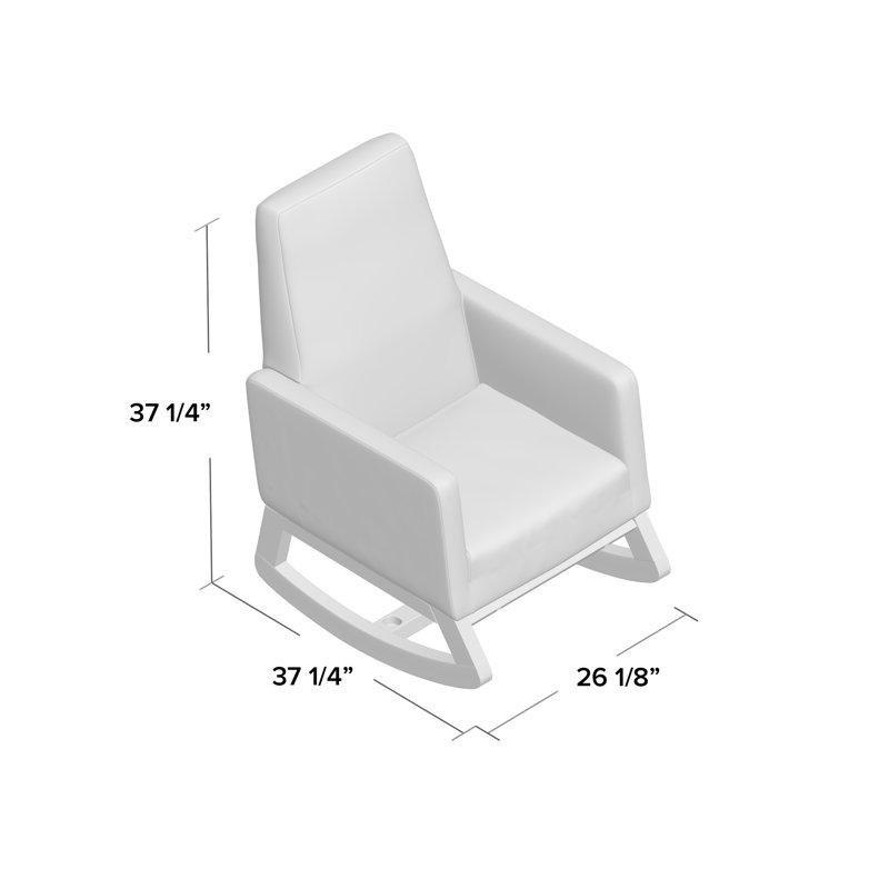 Açık Bej Kumaş Döşemeli Masif Ahşap Yüksek Sırtlı Sallanan Sandalye - 95x67x95 cm - 219532
