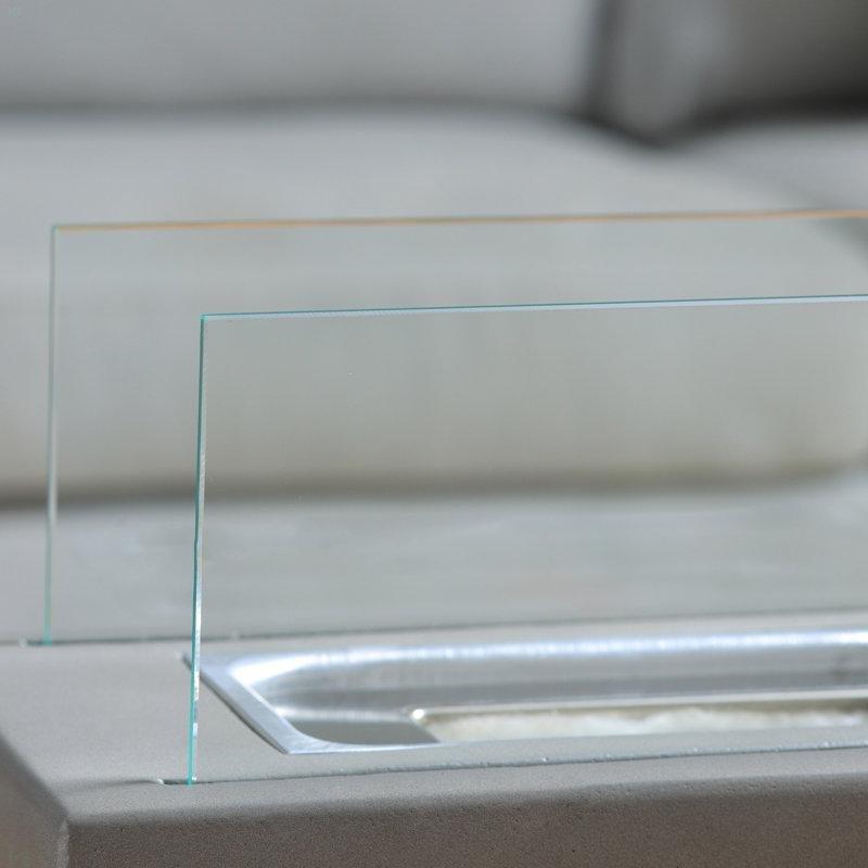Açık Gri Beton Paslanmaz Çelik Kapaklı Masaüstü Bioethanol Şömine - 34x16 cm - 187973