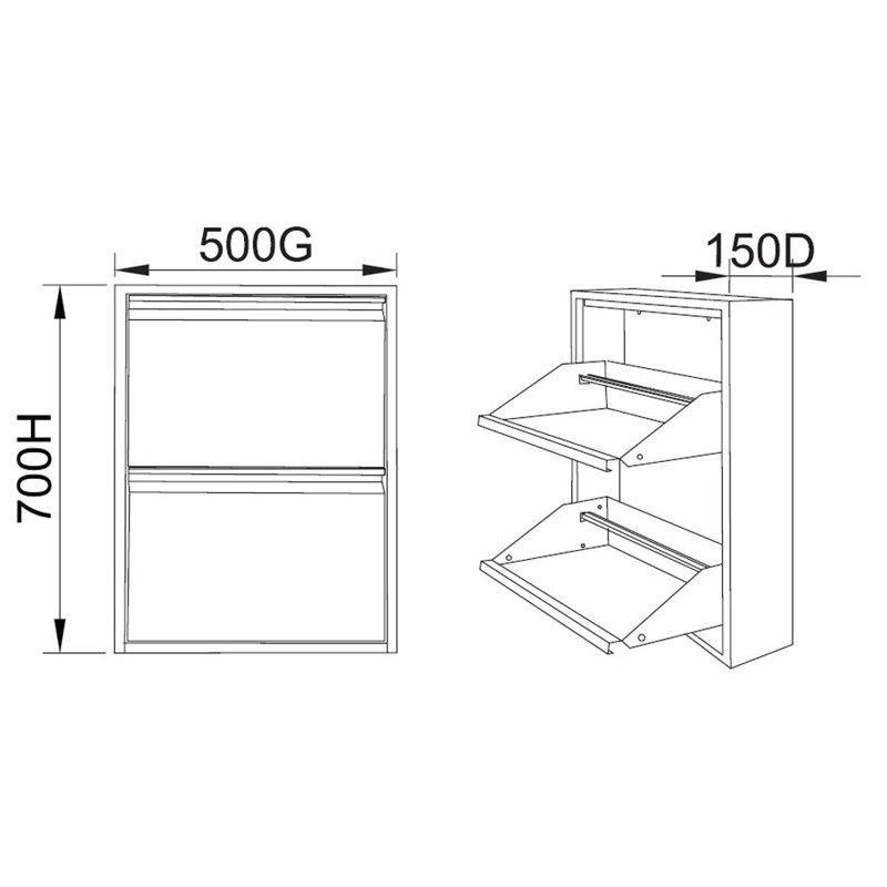Açık Gri Çelik Duvara Monte Edilebilir Ayakkabılık - 50x70x15 cm - 228868