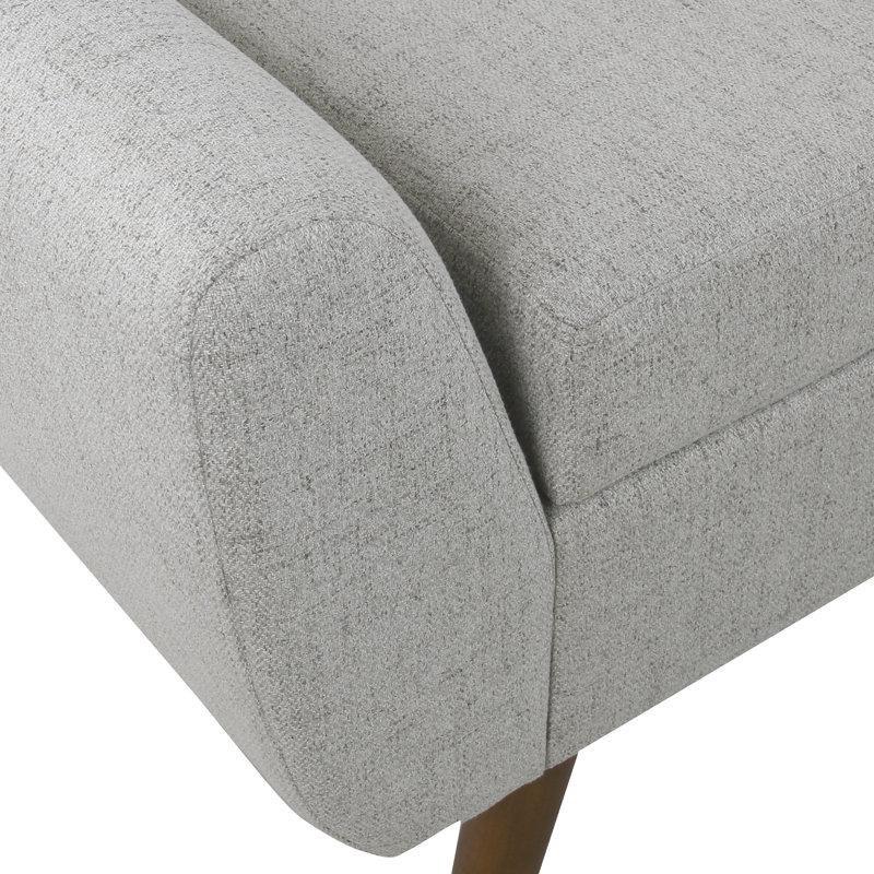 Açık Gri Kumaş Döşemeli Sandıklı Masif Ahşap Ayaklı Bench - 153 cm - 164521