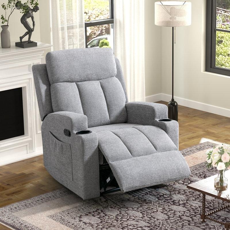 Açık Gri Mikrofiber Bardaklıklı Masajlı Mekanizmalı Koltuk Takımı - 192300