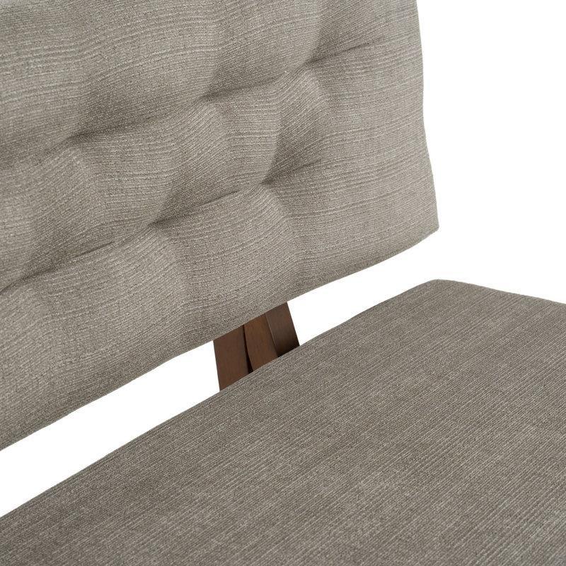 Açık Gri Polyester Düğme Kapitoneli Sırtlı Ceviz Ahşap Bench - 161 cm - 164176