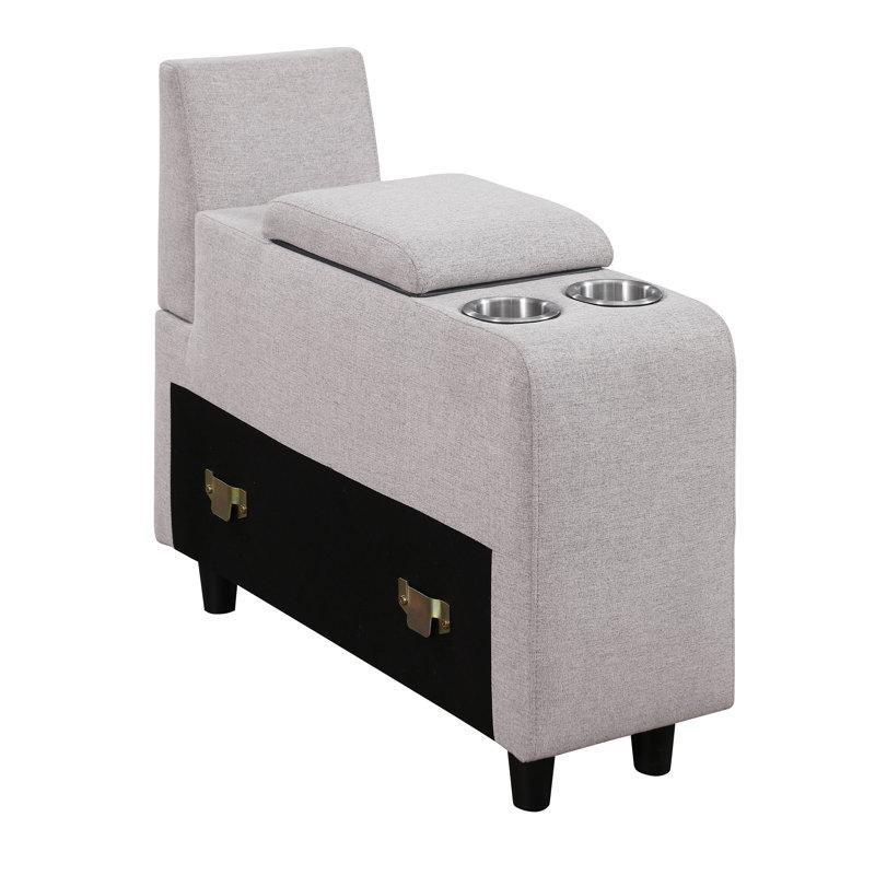 Açık Gri Polyester Kumaş Modüler Puflu USB Portlu Zımba Detaylı Köşe Koltuk Takımı - 409x251 cm - 193705