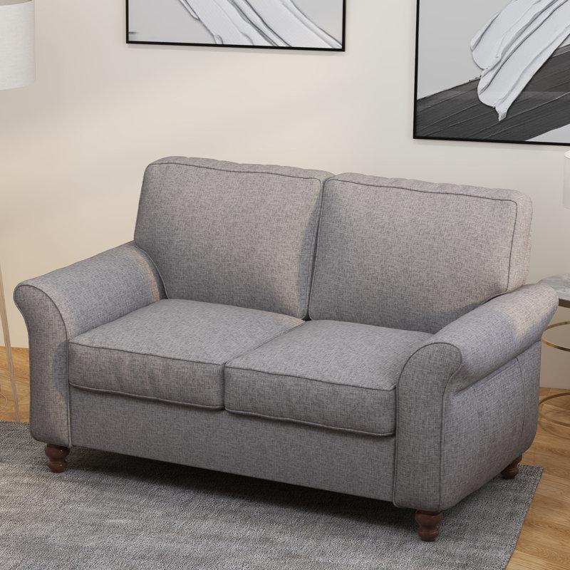 Açık Gri Şönil Kumaş Minderli İkili Koltuk - 145 cm - 208518