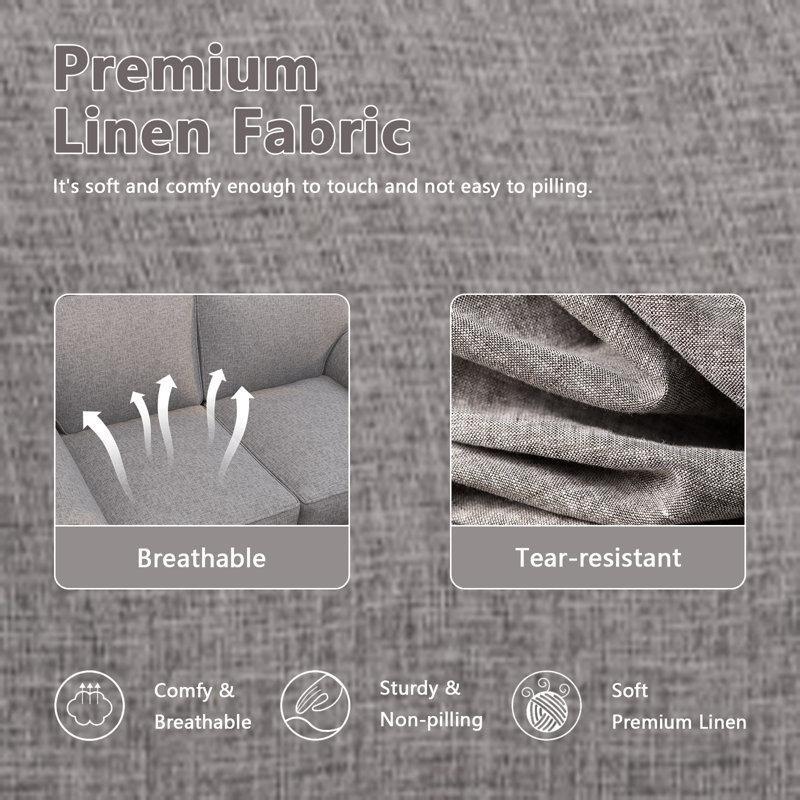 Açık Gri Şönil Kumaş Minderli İkili Koltuk - 145 cm - 208518