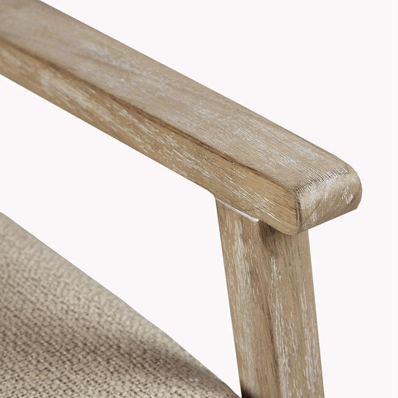 Açık Kahverengi Masif Ahşap Rattan Sırtlı Kare Kollu Tekli Koltuk - 64x71 cm - 203640