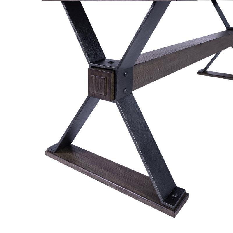 Açık Kahverengi Masif Ahşap ve Metal 3 Tabureli USB Portlu Koltuk Arkası Dresuar - 194 cm - 217871