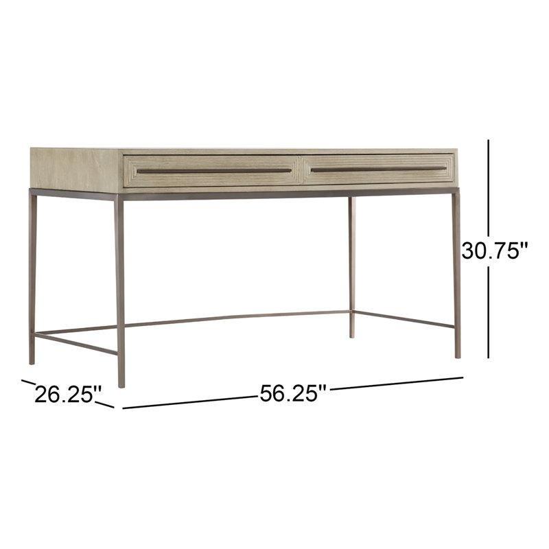 Açık Kahverengi Masif Meşe Metal Ayaklı Yivli Detaylı Vintage Çalışma Masası - 143 cm - 234850
