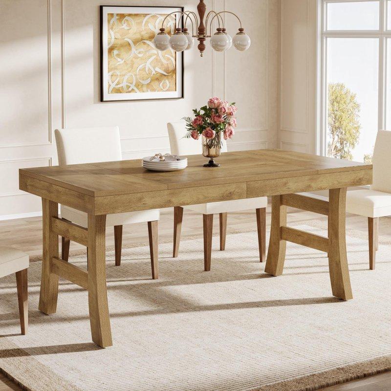 Açık Kahverengi MDF Dikdörtgen 4-6 Kişilik Bohem Yemek Masası - 161x81 cm - 237798